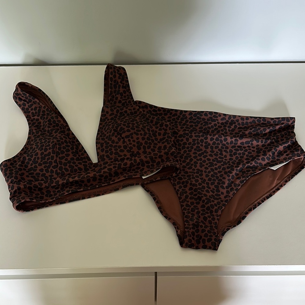 Brown Leopard Print Bikini Set NWOT
